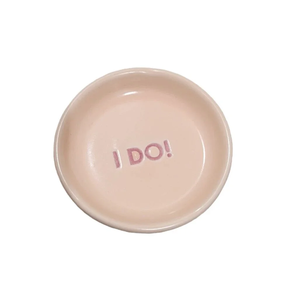 I Do Ring Trinket Ceramic Dish Jewelry Holder Bride Wedding Engagement Gift
